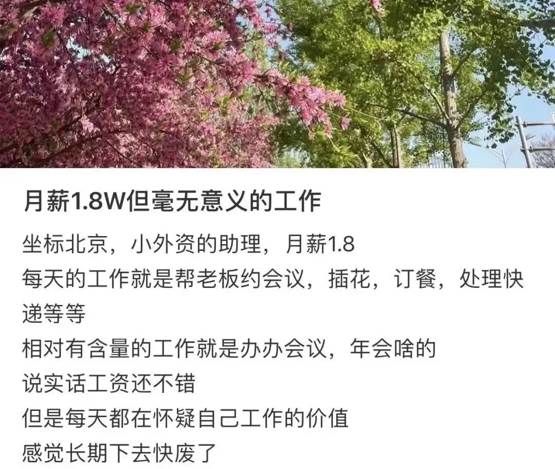 月薪1w8但无意义的工作你愿意做吗？网友：这不就是工作的意义